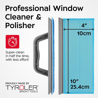 Tyroler Silicone Shower Squeegee for Glass Doors - 10" | 2 Microfiber Scrub & Polish Cloths | Multi-Surface Wiper | Perfect Window Squeegee for Home | Squeegee for Shower Glass | Shower Door Squeegee