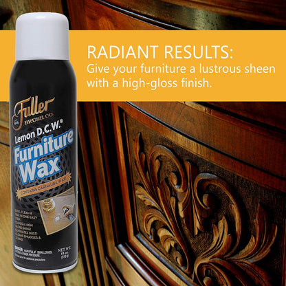 Fuller Brush Lemon D.C.W. Furniture Wax – 18 oz 3-in-1 Spray to Dust, Clean & Polish – Multi-Surface Use on Wood, Leather, Vinyl, Tile & More (Pack of 1)