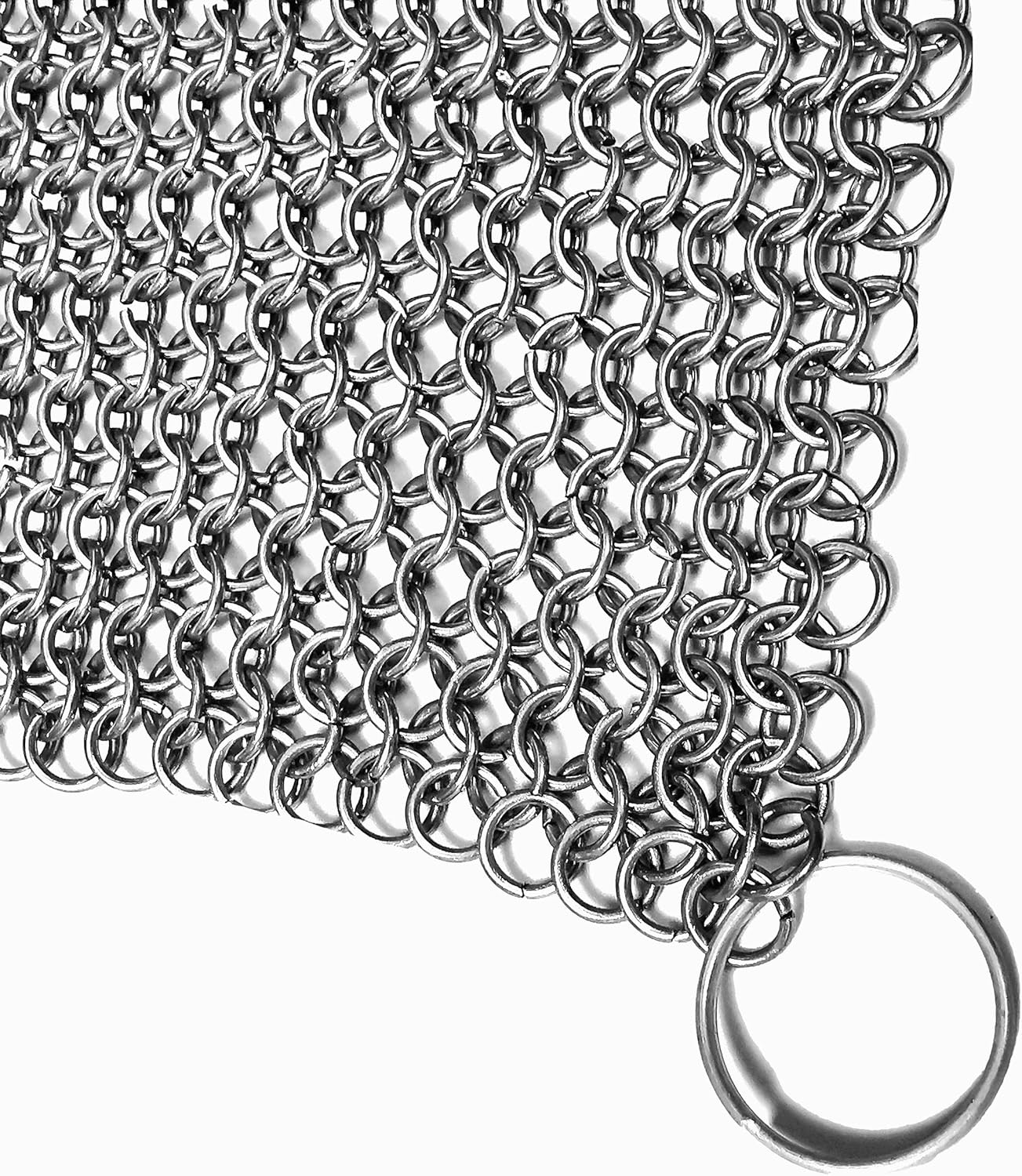 Chainmail Scrubber Cleaner 7.8" x 7.8" Premium 316L Stainless Steel Scrubber for Cast iron Pots,Pan, BBQ Grill, Wok and All Kitchenware Items - Stainless Steel