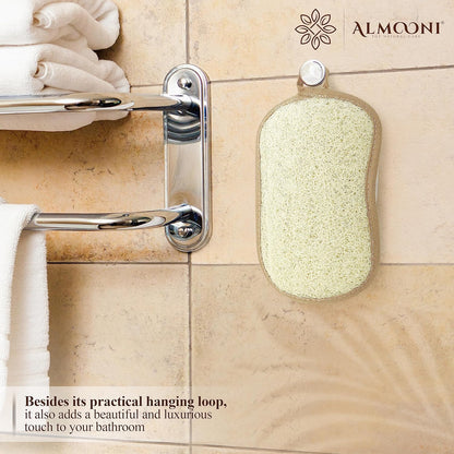 Almooni Natural Loofah Exfoliating Body Scrubber, Made with Natural Egyptian Shower Loofah Sponge, Bath Shower Loofah Sponge for Women and Men, for Face and Body That Gets You Clean - 2 Count (1 Pack)