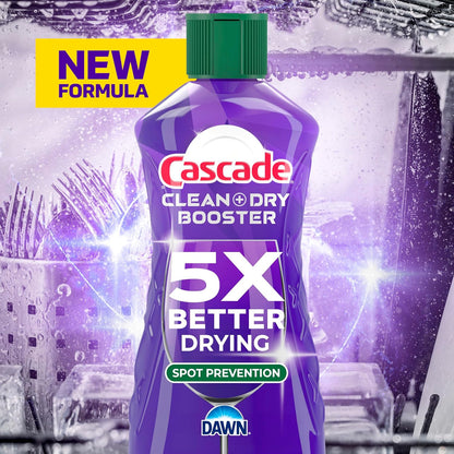 Cascade Rinse Aid Clean & Dry Booster Dishwasher Liquid, Gel & Detergent Pods for Sparkling Clean Dishes, Dishwasher Soap, Tablets & Rinse Aid Dry Booster, 8.45oz
