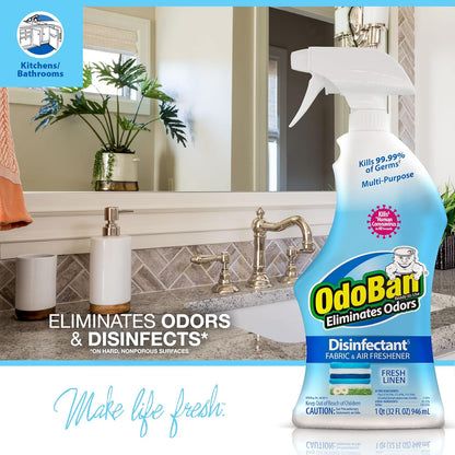 OdoBan Ready-to-Use Disinfectant and Odor Eliminator, Made in the USA, Citrus Scent, 32 Ounce Spray Bottle