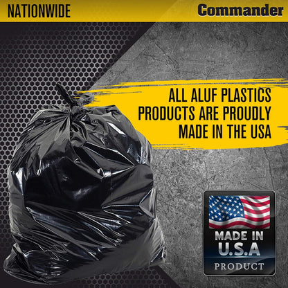 Commander 42 Gallon 2.5 MIL Black Heavy Duty Garbage Trash Bags - 32" x 46" - Pack of 20 - For Contractor, Industrial, Institutional, & Commercial