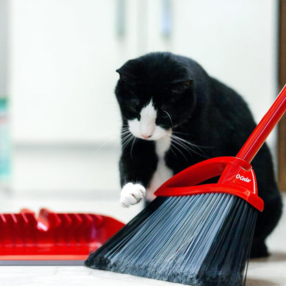 O-Cedar One Sweep Broom with Step-On Dustpan | Remove 99% with One | Lightweight Quiet Cleaning Tool | Ideal for Pet Owners