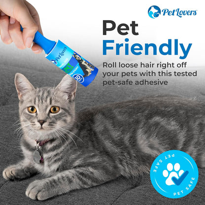 PetLovers Extra Sticky Lint Roller Mega Value Set 600 Sheets for Pet Hair Removal, Dog and Cat Lint Remover 6 Pack