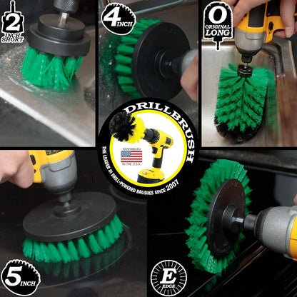 Drillbrush Multi-Surface Drill Brush Attachments Set for Car Interior, Bathroom, Flooring, Counters, Sinks, Siding, Garages, and More - Dishwasher Safe Drill Brush Car Detailing Kit Attachment Set