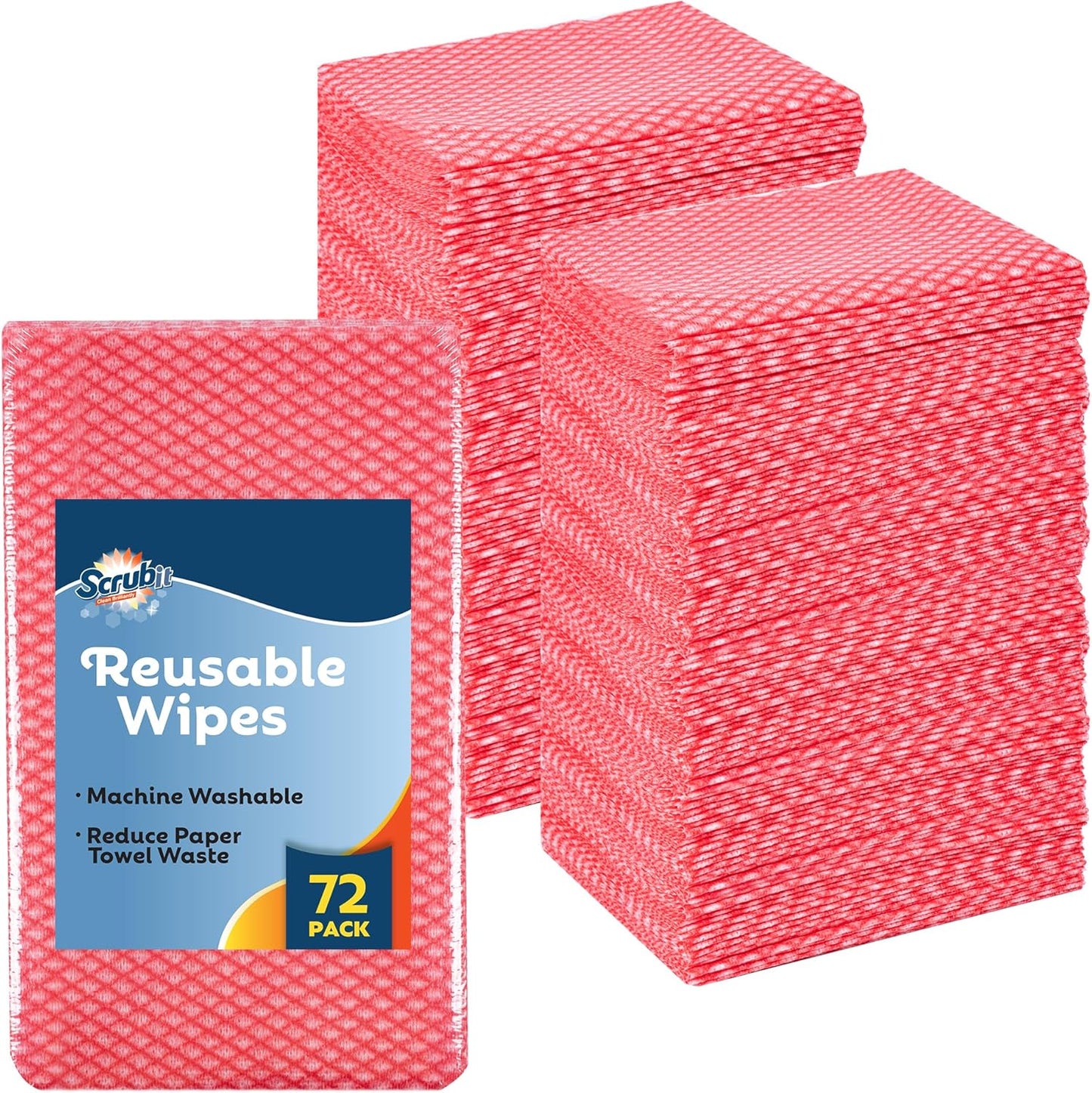 SCRUBIT Reusable Cleaning Wipes, Handy Wipes for Kitchen and Office - Dish Cloths for Washing Dishes - Multi Purpose Disposable Cleaning Towels (12 x 20 in) 72 Pack (Yellow)