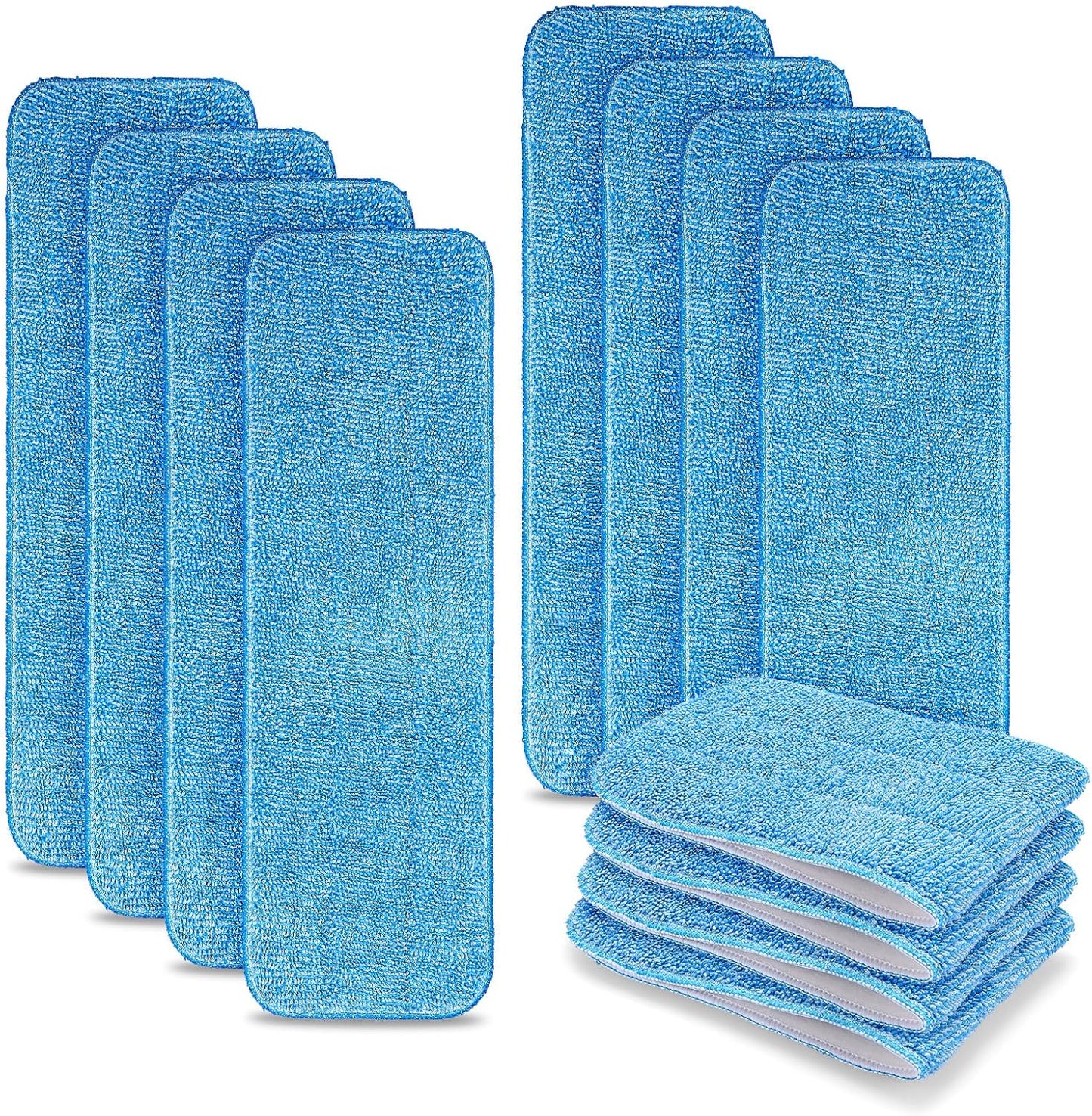 HOMEE Reusable Microfiber Mop Pads, 6 Pack 18"x 6" Mop Head Replacement, Wet/Dry Home & Commercial Cleaning Scrubbing Floor Pad - Blue,Grey,Purple