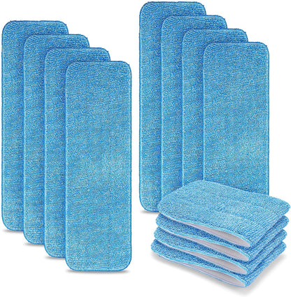 HOMEE Reusable Microfiber Mop Pads, 6 Pack 18"x 6" Mop Head Replacement, Wet/Dry Home & Commercial Cleaning Scrubbing Floor Pad - Blue,Grey,Purple