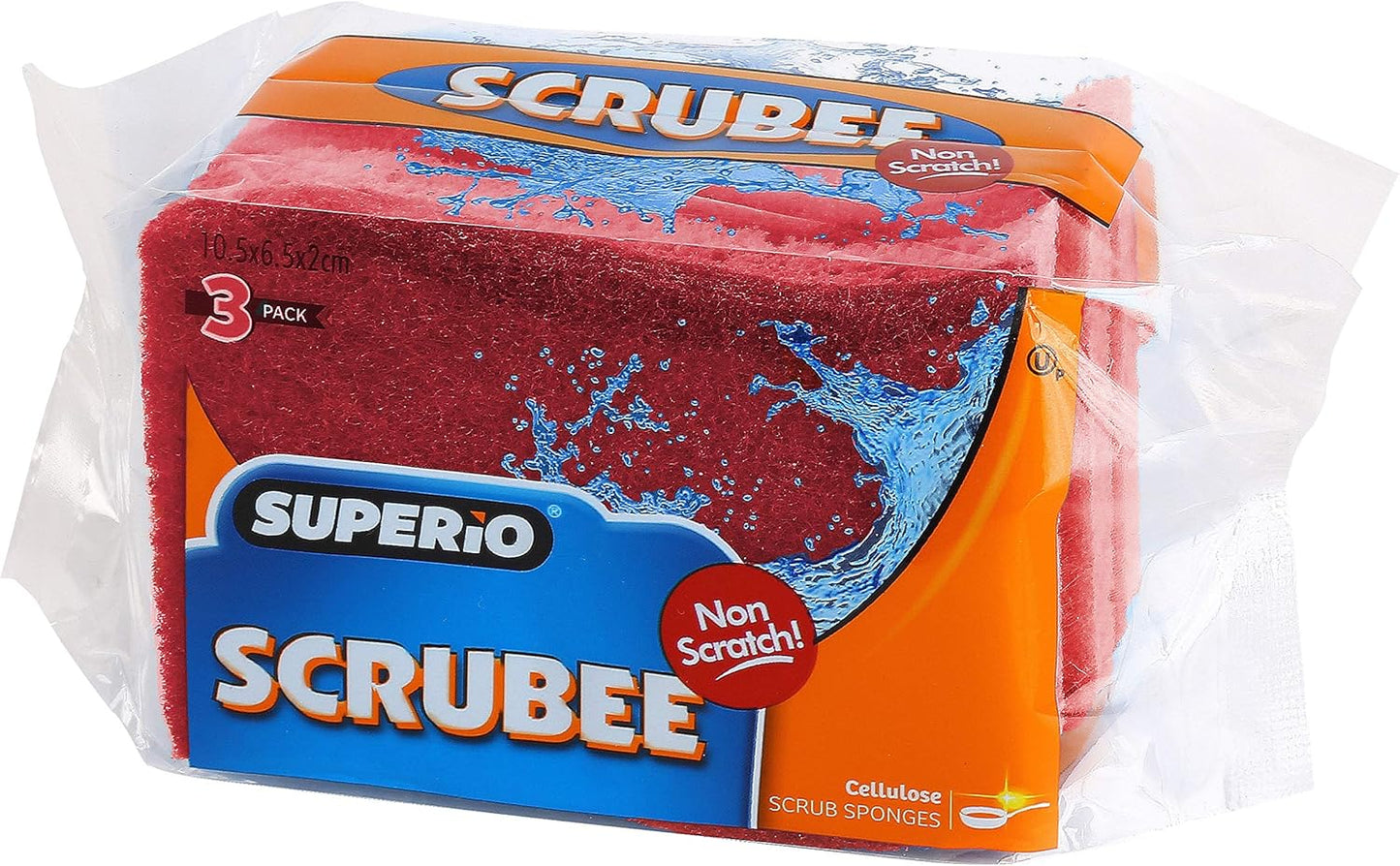 Non-Scratch Cellulose Sponge Kitchen Scrub Sponge with Scouring Pad Set, Good for Non-Stick Cookware Frying Pan, Pot, Counter Top, Sink Scrubbing, Kitchen Scrubbers, Pack of 2, (Red/Pink)