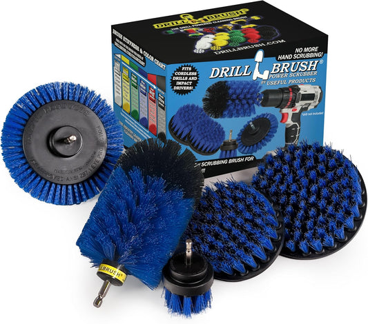 Drillbrush Multi-Surface Drill Brush Attachments Set for Car Interior, Bathroom, Flooring, Counters, Sinks, Siding, Garages, and More - Dishwasher Safe Drill Brush Car Detailing Kit Attachment Set