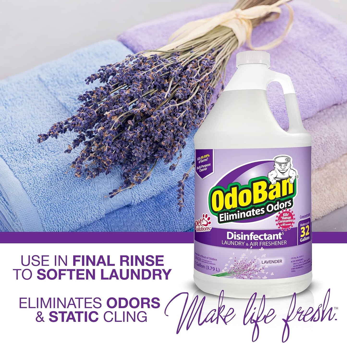 OdoBan Disinfectant Concentrate and Odor Eliminator, Made in the USA, Original Eucalyptus Scent, 1 Gallon
