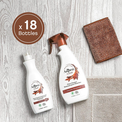 AspenClean Natural Floor Cleaner Concentrate | Makes 18 Bottles | EWG Verified | Safe for Tile, Wood & Laminate | 18 fl oz