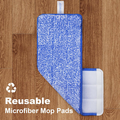JOYMOOP Microfiber Flat Mop and Bucket System, Mops for Floor Cleaning and Wall Cleaner, Hardwood, Tile, Laminate, Vinyl Floors, Smooth Walls, and Glass Windows - 50" Flat Mop+1 Microfiber Pad[White]