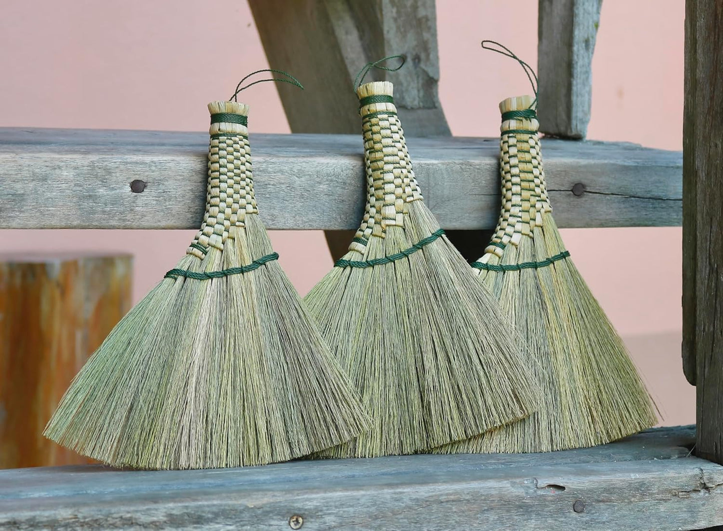 Small Corn Wisk Brush Broom 11 Inch Blue, Red Flagged Indoor Heavy Duty Multi Surface Hard & Soft Floor 100% Handmade(Blue), AW038-AW0038, length 11 Inch, wide 4.5 inch,