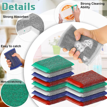 Thyle 36 Pack Steel Scrub Sponges for Dishes Non Scratch Scouring Multi Use Metal Scrubber Heavy Duty Dish Wash Kitchen Sponge for Pot Dish Washing Hard Surface Cleaning (Gray)