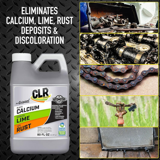 CLR Brands® Automotive Calcium, Lime & Rust Remover, Cleaner for Multiple Surfaces, EPA Safer Choice Certified, Ammonia, Phosphate and Bleach Free Cleaner, 80 Oz