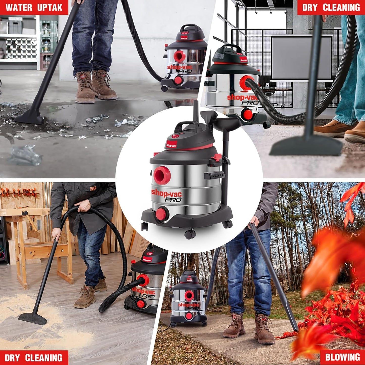 Shop-Vac 12 Gallon 6.0 Peak HP Wet/Dry Vacuum, Stainless Steel Tank, 3 in 1 Function Portable Shop Vacuum with Attachments, Drain Port, Ideal for Jobsite, Garage & Workshop. 5926211