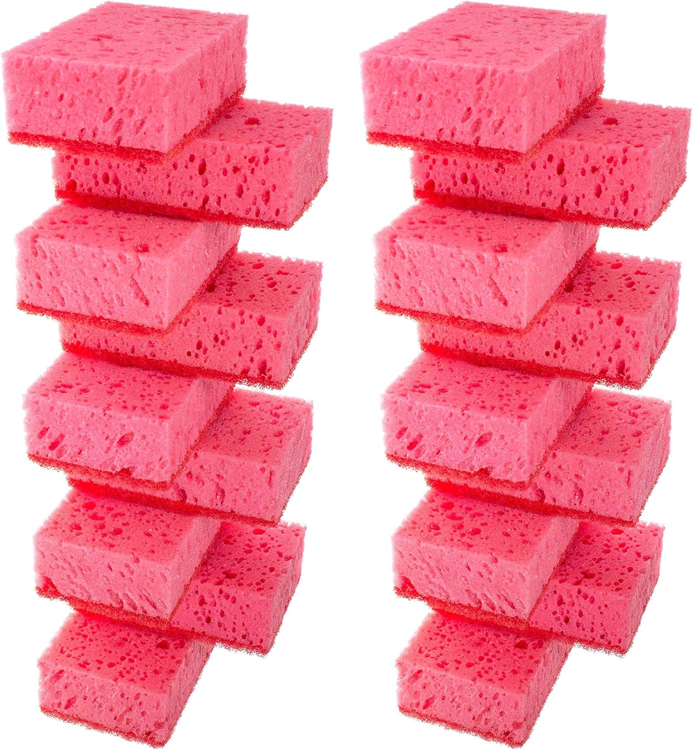 Green Multi Use Scrub Sponge. Made in Europe. 9 Pack, 4.3x2.8x1.4 inches. Odorless Heavy Duty and Non Scratch Fiber. Best, Durable, Delicate, Porous, Non Cellulose Kitchen Sponges and Scrubbers