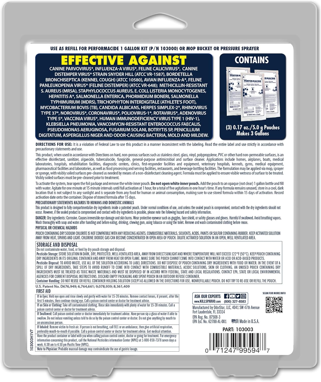 PERFORMACIDE No-Rinse Disinfectant / Deodorizer for Pet Surfaces | Kills Parvovirus, Ringworm, Feline Calicivirus, Avian Influenza (Bird Flu) Eco Friendly, Naturally Dissipates, Refillable, 32 OZ Kit