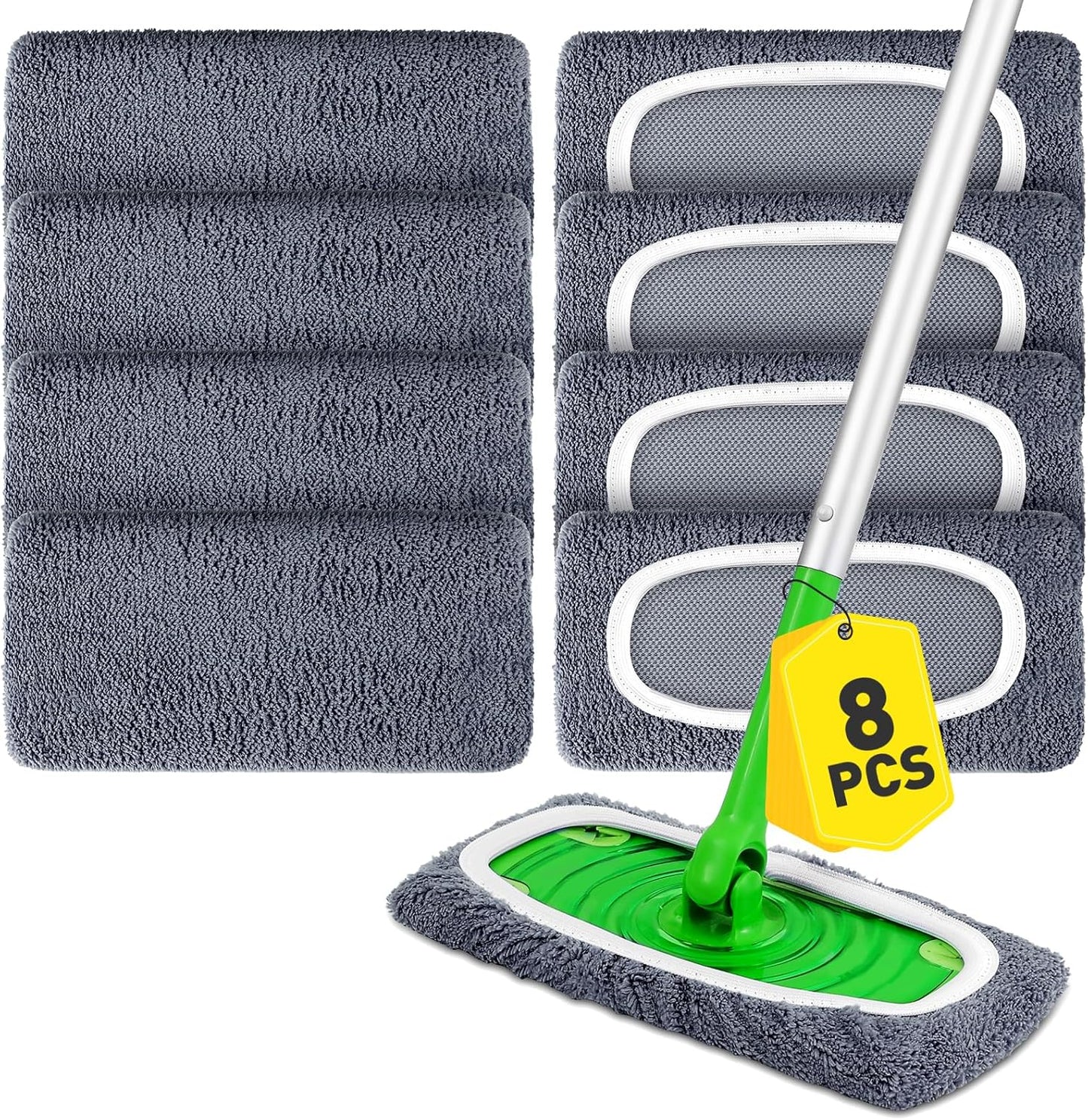 12Pcs Reusable Microfiber Mop Pads Compatible with Sweeper Mops,Dry Sweeping Cloths & Wet Mopping Pads Refills,Washable Mop Pads for Floor Cleaning