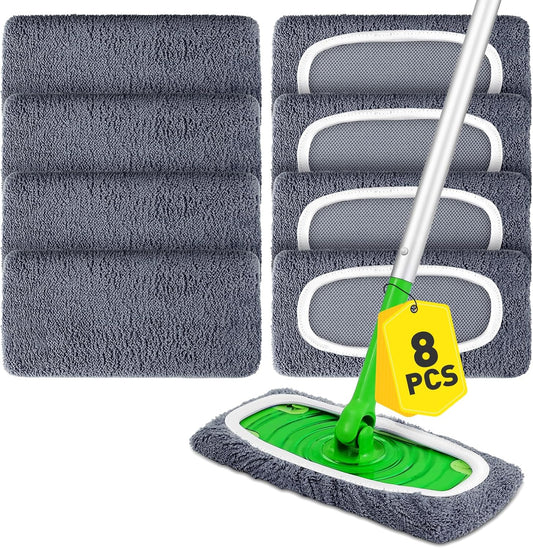 12Pcs Reusable Microfiber Mop Pads Compatible with Sweeper Mops,Dry Sweeping Cloths & Wet Mopping Pads Refills,Washable Mop Pads for Floor Cleaning