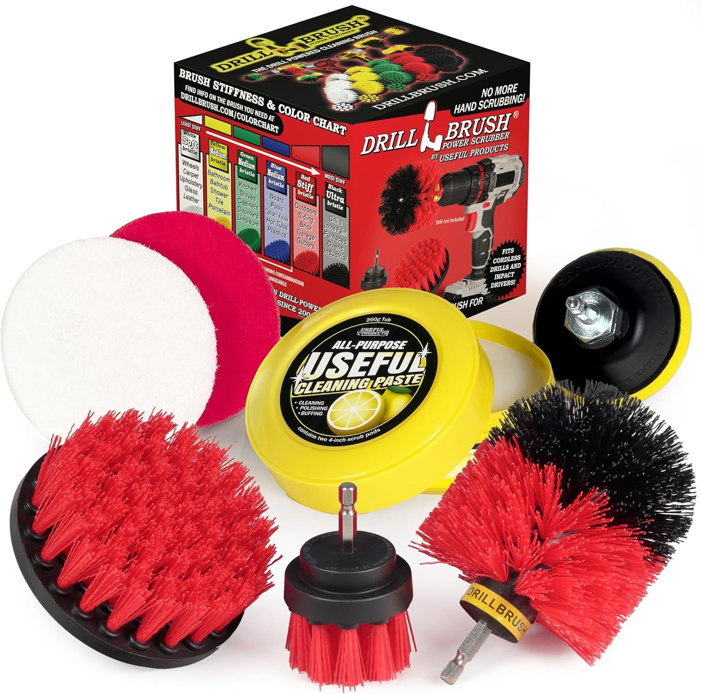 Electric Spin Scrubber Kitchen Cleaning Set with Multi-Purpose Cleaner Paste - Lemon Lime Scented, Stainless Steel Appliance, Oven, Stove Top, Microwave, Sink, Counter Top, Grout, Baseboard Cleaner