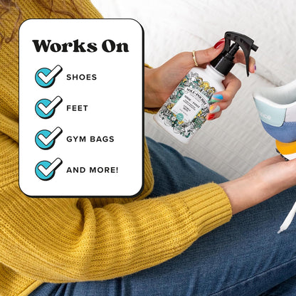 Sole-Pourri Shoe Deodorizer + Foot Spray, 3.4 Fl Oz, Up to 150 Uses, Funk-Fighting Odor Freshener with Essential Oils, for Smelly Shoes, Feet & Gym Bags, Citrus & Mint Scent