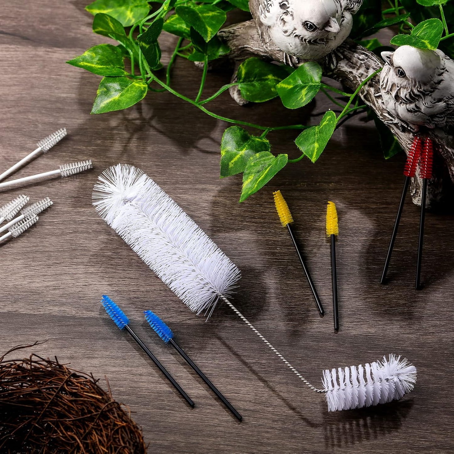 Hummingbird Feeder Cleaning Brush 19 Pieces 3 Size Mini Nylon Double Headed 2 in 1 Hummingbird Brush Hard to Reach Places Tiny Cleaning Kit(Black)