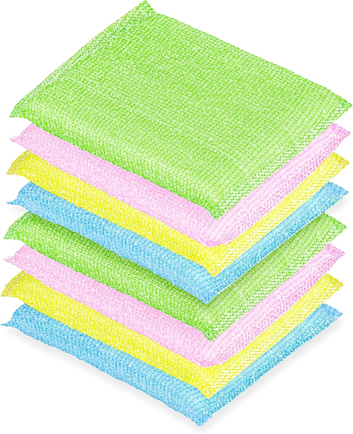 DecorRack 8 Multipurpose Scouring Pads, Non-Scratch Cleaning Sponge for Kitchen, Bathroom, Pots, Pans, and Dishes (8 Pack)