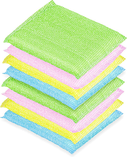 DecorRack 8 Multipurpose Scouring Pads, Non-Scratch Cleaning Sponge for Kitchen, Bathroom, Pots, Pans, and Dishes (8 Pack)