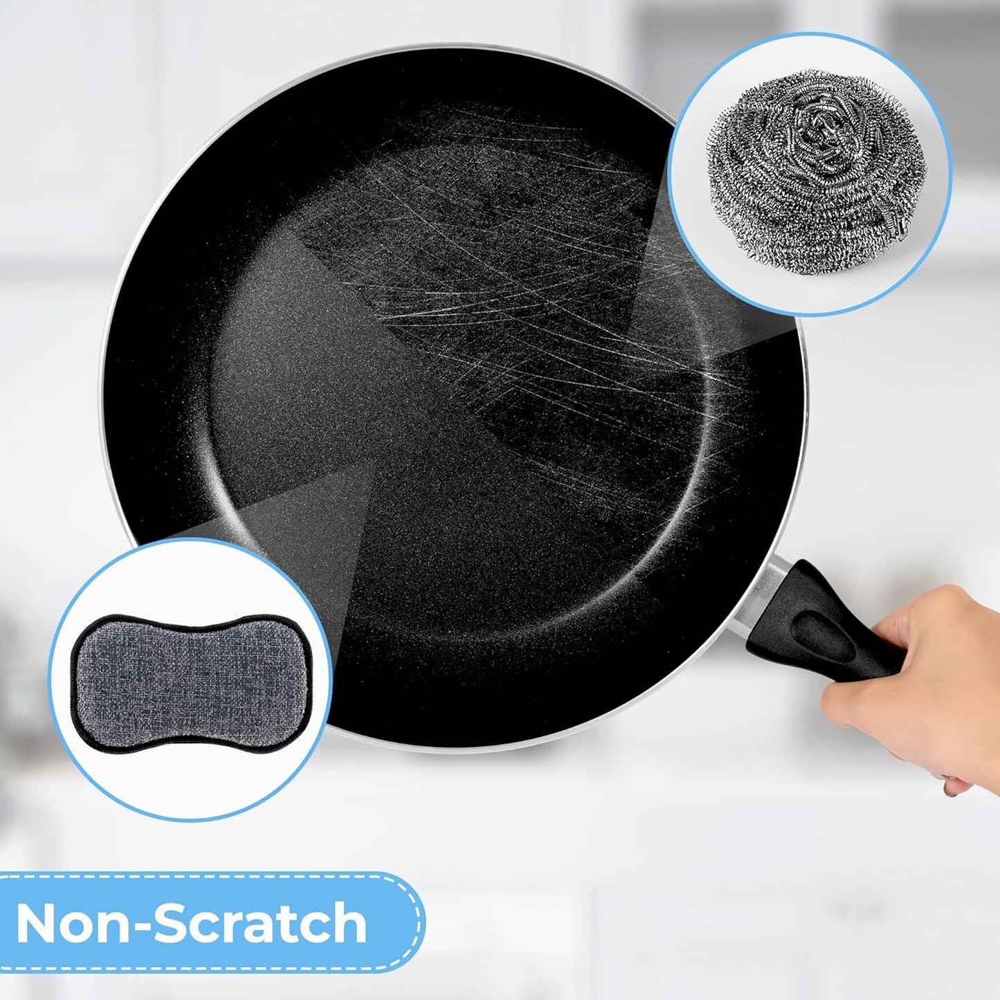 GRANNY SAYS Sponges Kitchen for Washing, Dish Washing Scrubbers, Scrubbing Pad for Cleaning, Scrub Sponge for Kitchen Non - Scratch, Scouring Pad for Pots and Pans, Washable & Microfiber Pad, 18 Pack