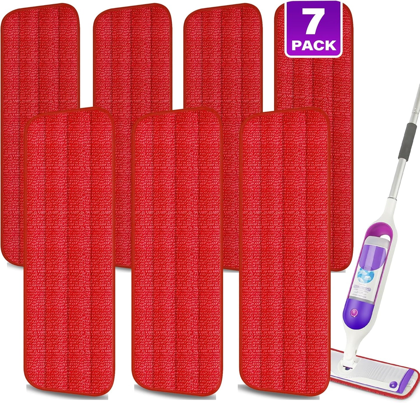 7 Count Reusable Microfiber Mop Pads for Swiffer PowerMop - MEXERRIS Microfiber Wet Pads Refills PowerMop Pads Machine Washable Hard Wood Floor Mop Pads Replacement for 13''-15'' Spray Wet Mops
