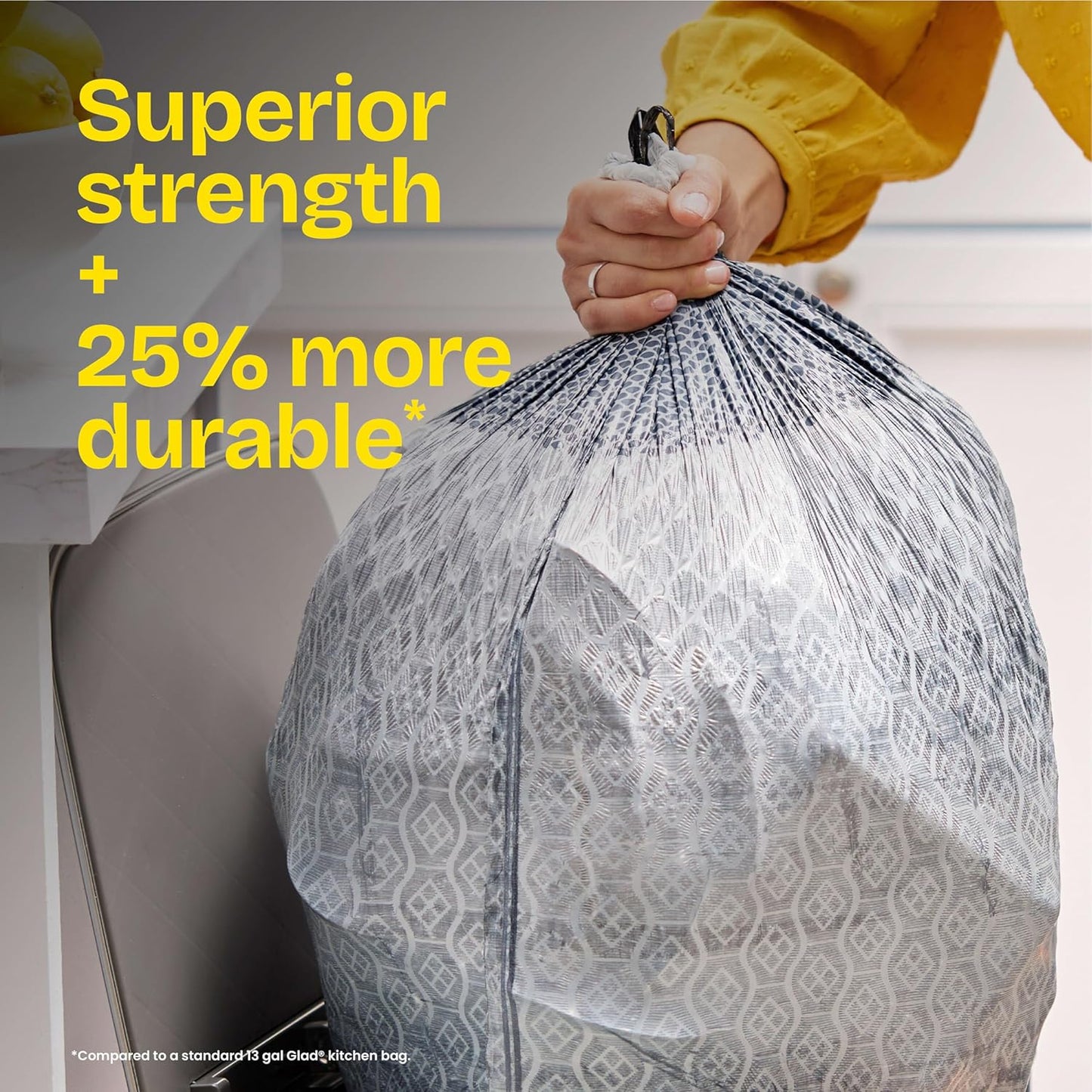 Glad Tall Kitchen Trash Bags 13 Gallon, MaxStrength Beachside Breeze Garbage Bags, Odorshield with Drawstring, 34 Count