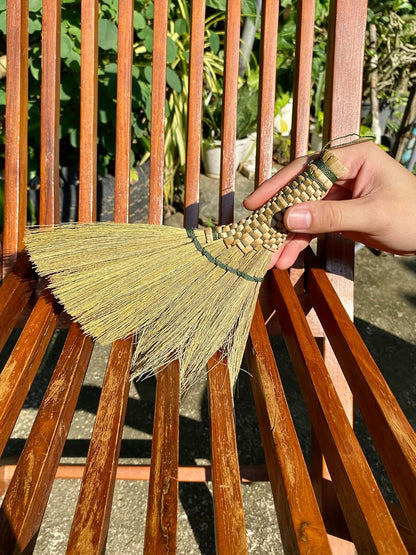Small Corn Wisk Brush Broom 11 Inch Blue, Red Flagged Indoor Heavy Duty Multi Surface Hard & Soft Floor 100% Handmade(Blue), AW038-AW0038, length 11 Inch, wide 4.5 inch,