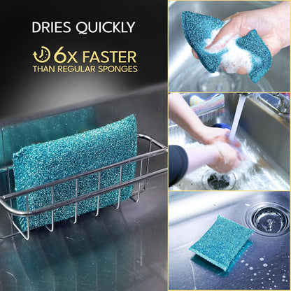 Dish Sponges for Kitchen (6 Pcs Pack) - Non Scratch Scrubbers for Cleaning Dishes - Reusable Dish Sponge Scrub Pads for Dishwashing & Washing - Household Scrubber Supplies & Tool for Pots, Pans, Sink