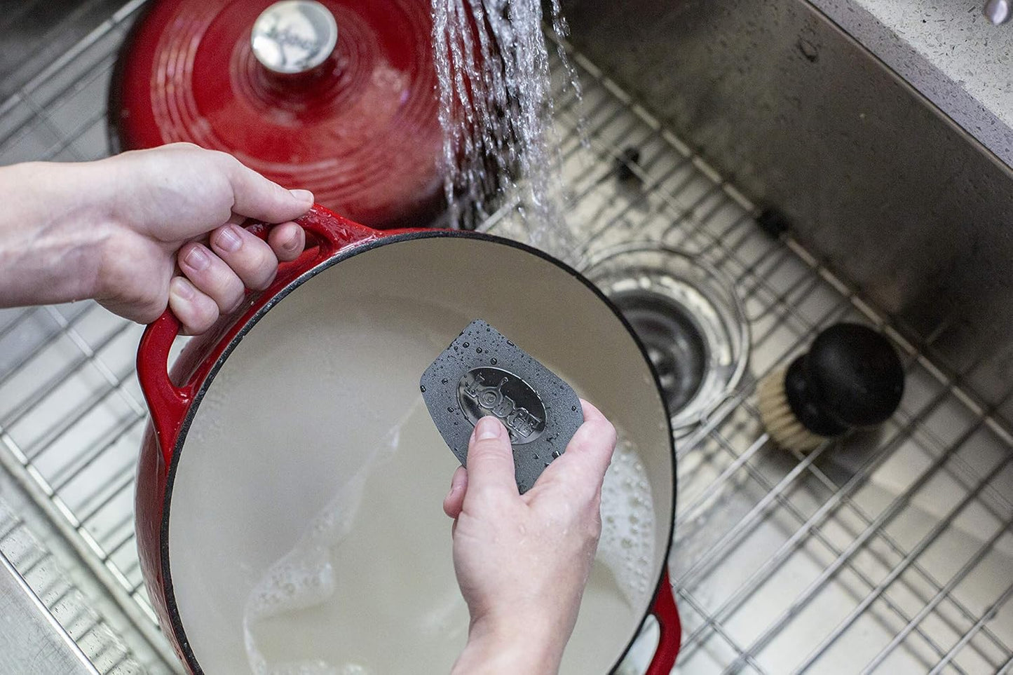 Lodge Enameled Cast Iron & Ceramic Stoneware Cleaner - 100% Biodegradeable Enamel Cleaner - Dye and Bleach-Free - 12 Fl Oz