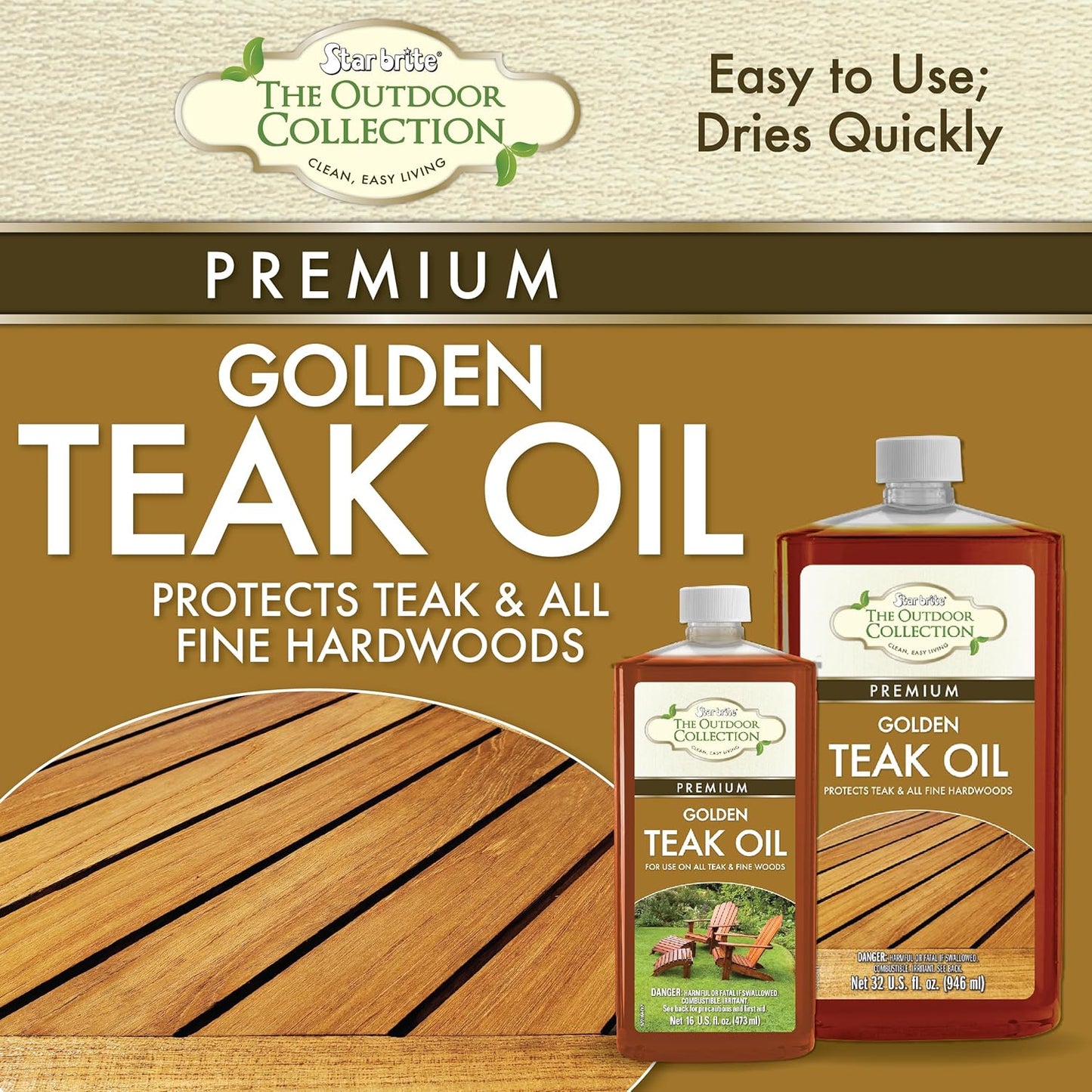 STAR BRITE Outdoor Collection Teak Cleaner & Brightener - One-Step Teak Restoration, Renew Weathered, Gray Teak for Refinishing or Oiling - 32 OZ Spray