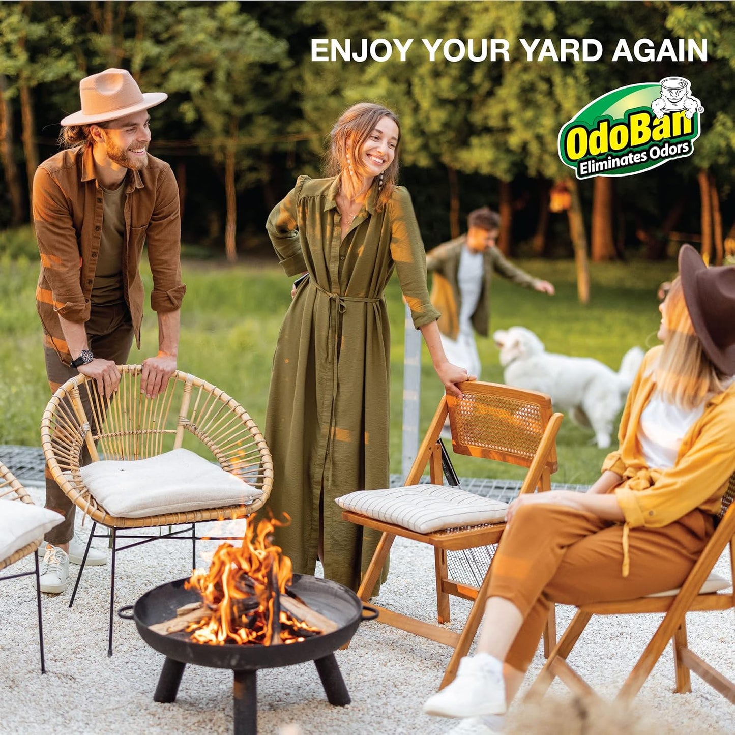 OdoBan Outdoor and Yard Odor Eliminator, Plant-Friendly Formula, Made in the USA, Clean Fresh Scent, 32 Fluid Ounce Bottle with Hose End Sprayer