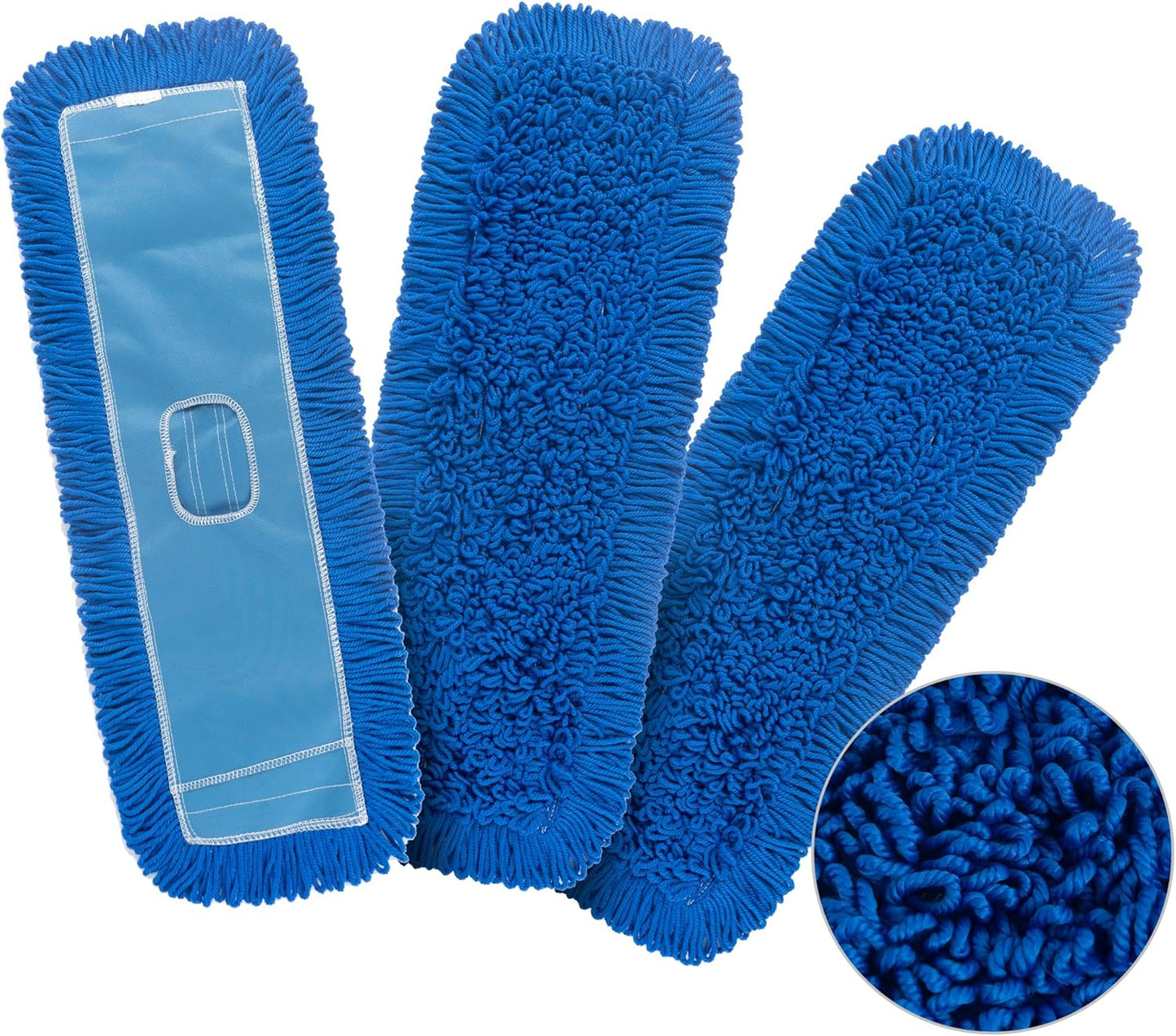 Matthew Cleaning 24'' Industrial Strength Cotton Dust Mop Refill Washable Replacement Heads for Residential & Commercial Use Fit Standard Dust Mop Frames, Hardwood, Laminate, Concrete Floors 3 Pack