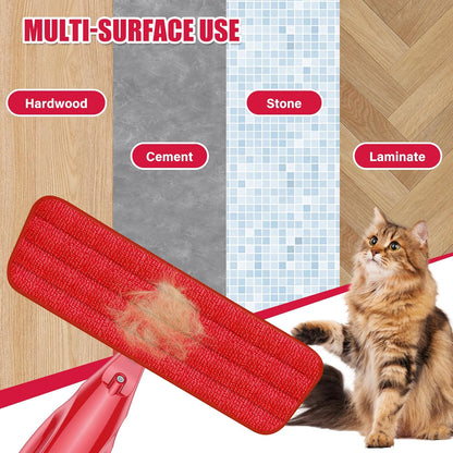 Microfiber Spray Mop for Floors Cleaning: Wet Dry Hardwood Floor Mops with 3 Washable Reusable Pads for Swiffer Powermop - Flat Mop with Sprayer for Tile Wood Laminate Vinyl Marble