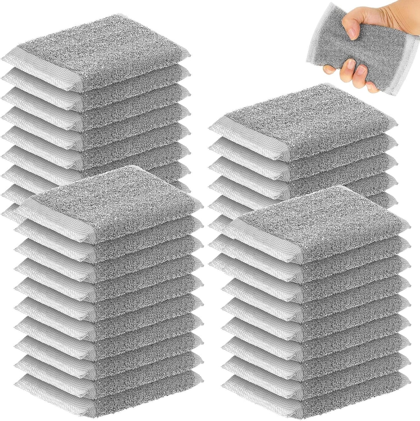 Thyle 36 Pack Steel Scrub Sponges for Dishes Non Scratch Scouring Multi Use Metal Scrubber Heavy Duty Dish Wash Kitchen Sponge for Pot Dish Washing Hard Surface Cleaning (Gray)