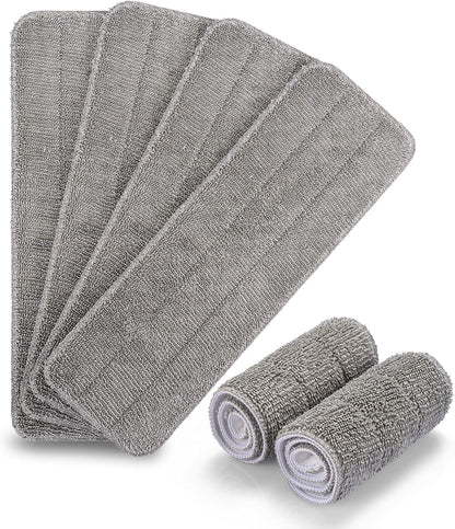 HOMEE Reusable Microfiber Mop Pads, 6 Pack 18"x 6" Mop Head Replacement, Wet/Dry Home & Commercial Cleaning Scrubbing Floor Pad - Blue,Grey,Purple