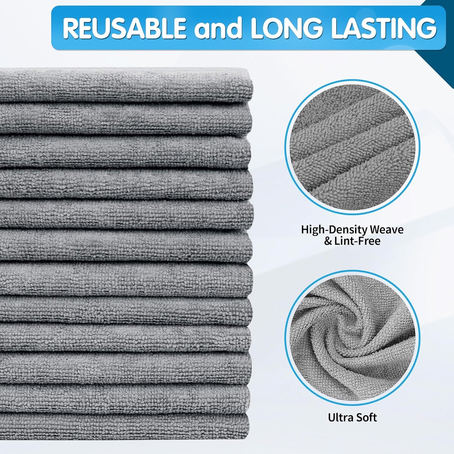 FIXSMITH Microfiber Cleaning Cloth - Pack of 8, Size: 12 x 16 in, Multi-Functional Cleaning Towels, Highly Absorbent Cleaning Rags, Lint-Free, Streak-Free Cleaning Cloths for Car Kitchen Home
