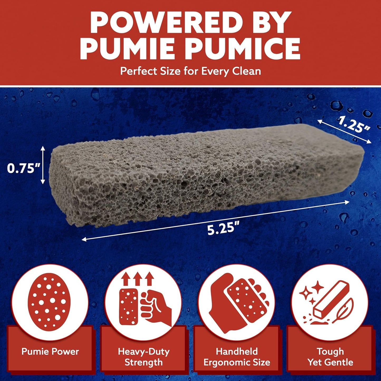 PUMIE Pumice Scouring Stick (1 Pack) - Extra Strong, Heavy Duty Pumice Cleaning Stone for Bathroom, Kitchen, Grill - Scouring Stick for Cleaning Pool, Rust, Stains & Hard Water Rings