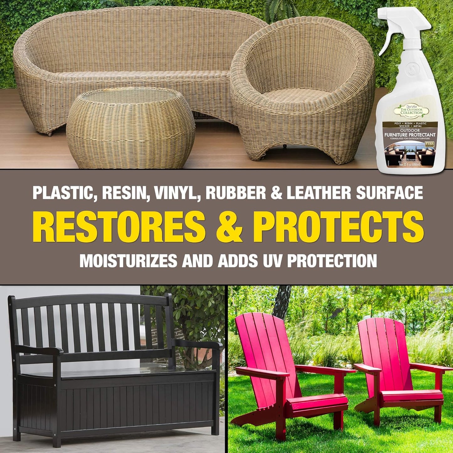 STAR BRITE Outdoor Collection Furniture Protectant Spray - Ideal for Extending the Life & Color of Backyard Patio Chairs, Couches, and Furniture 32 OZ (59032)