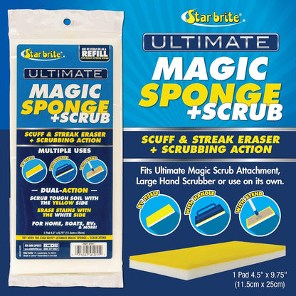 STAR BRITE Ultimate Magic Sponge - Boat Scuff Eraser Melamine Scrubber with Reinforced Core - 2 Pack (041000)