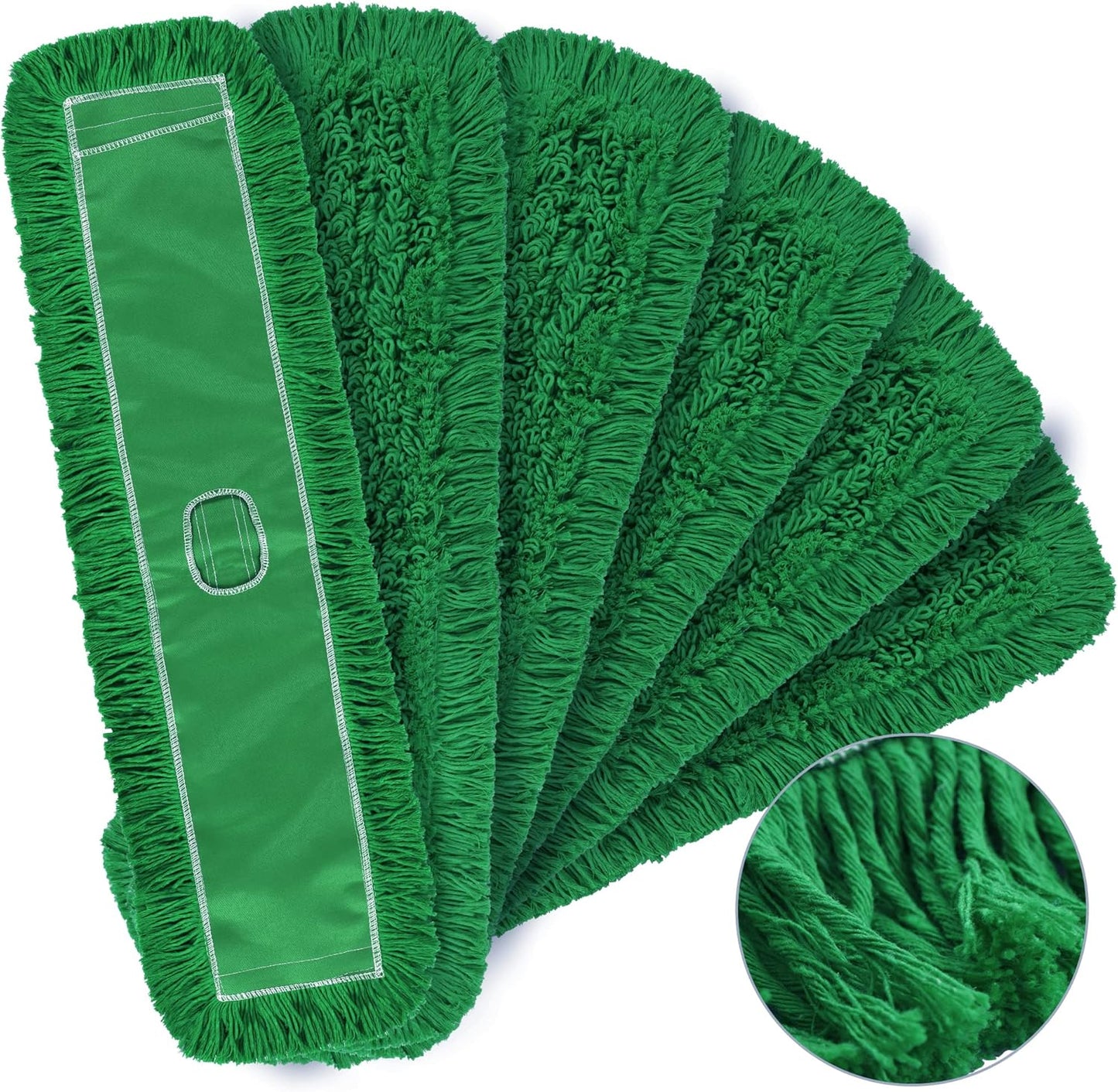 Matthew Cleaning 24'' Industrial Strength Cotton Dust Mop Refill Washable Replacement Heads for Residential & Commercial Use Fit Standard Dust Mop Frames, Hardwood, Laminate, Concrete Floors 3 Pack