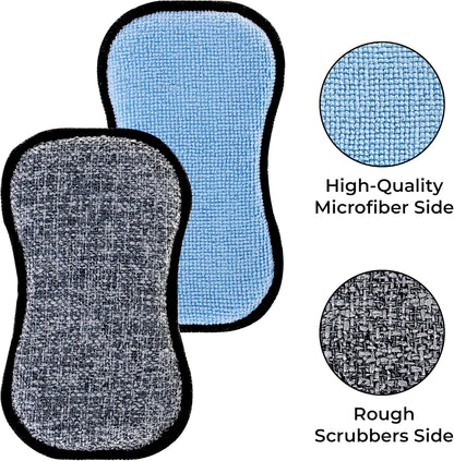 GRANNY SAYS Sponges Kitchen for Washing, Dish Washing Scrubbers, Scrubbing Pad for Cleaning, Scrub Sponge for Kitchen Non - Scratch, Scouring Pad for Pots and Pans, Washable & Microfiber Pad, 18 Pack