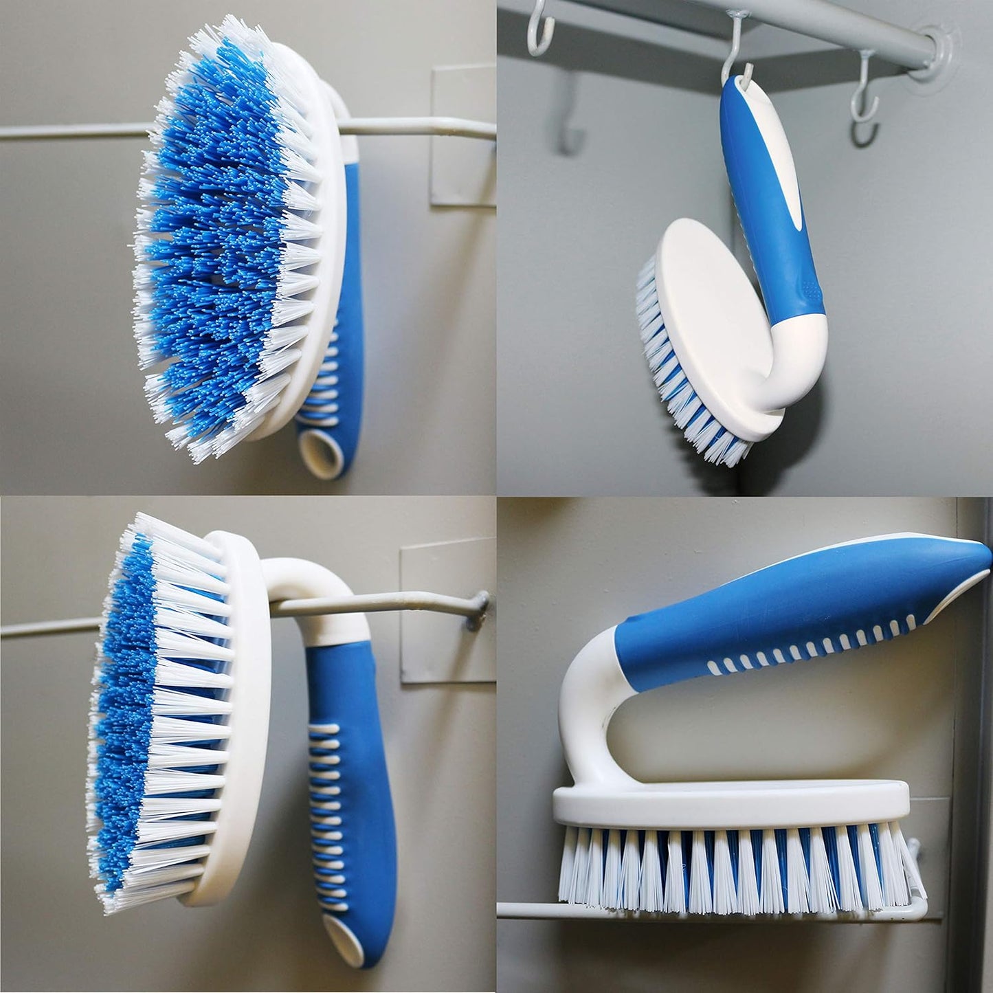 2 Pack Scrub Brushes, Cleaning Brush with Stiff Bristles, Handheld Scrubber for Bathroom, Shower, Tile, Carpet, Bathtub & Floor
